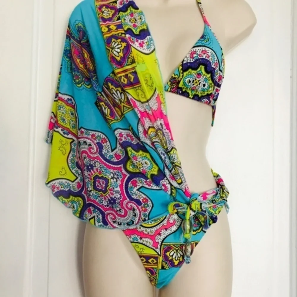 ONDALMAR 3pc Bikini plus Sarong‎ Set Brazilian